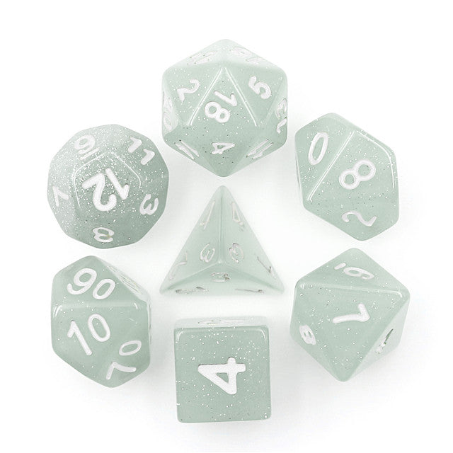 Grey Translucent Glitter 7pc Dice Set